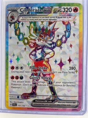 Pokemon Cinderace ex Rainbow Holo - Red, Blue, Green Accents